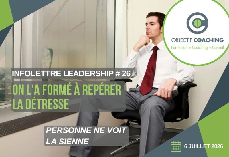 Détresse des gestionnaires : un leader seul et pensif face à une fenêtre de bureau — Infolettre Leadership #26, Objectif Coaching. → C'est le champ le plus important : c'est ici que Google et Rank Math « lisent » le mot-clé sur une image. Il est présent une fois, naturellement.